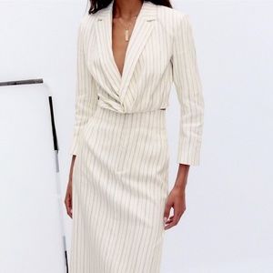 Zara Striped Linen Blazer